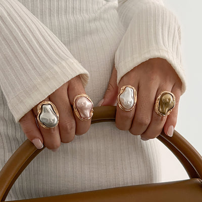 New Baroque pearl rings