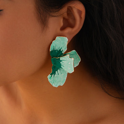 Pink drip oil petal earrings