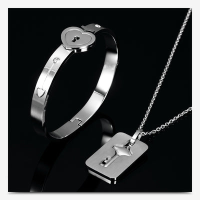 Couple Lovers Bracelet  Bangles Key Pendant Necklace