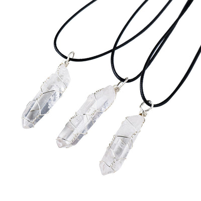 White crystal winding necklace pendant