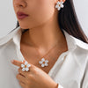 Alien Pearl Flower Pendant Necklace set