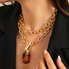 Leopard print buckle necklace