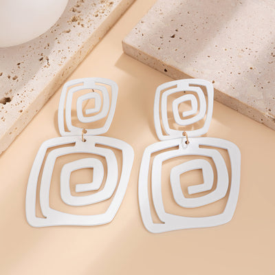 Irregular square spiral earrings