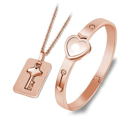 Couple Lovers Bracelet  Bangles Key Pendant Necklace