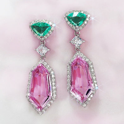 Imitation crystal long women's earrings