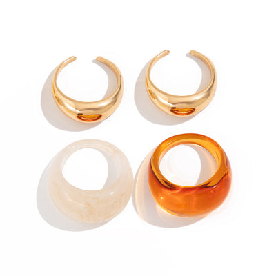 Retro geometric amber rings