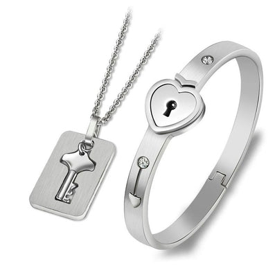 Couple Lovers Bracelet  Bangles Key Pendant Necklace