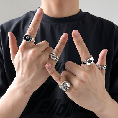 Retro Men'S Ring Set