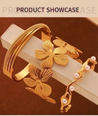 Classic Style Spray Flower Petal Bangle In Bulk