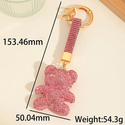 Cute Luxurious Bear Heart Shape Valentine'S Day Keychain