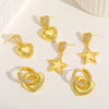 French Style Pentagram Heart Shape Drop Earrings