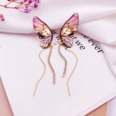 Butterfly women's drop earrings