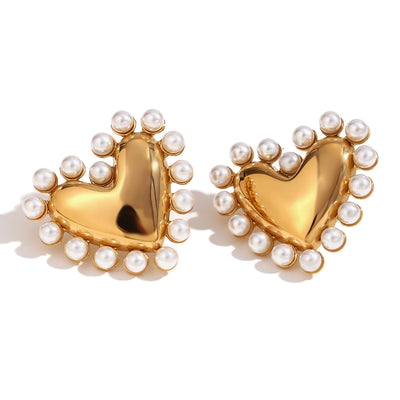 Classic Style Heart Shape Ear Studs