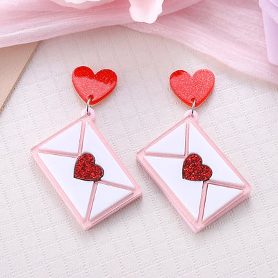 Envelope Heart Drop Earrings