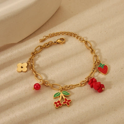 Sweet Cherry Strawberry Bracelet Earring Necklace