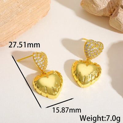 French Style Pentagram Heart Shape Drop Earrings