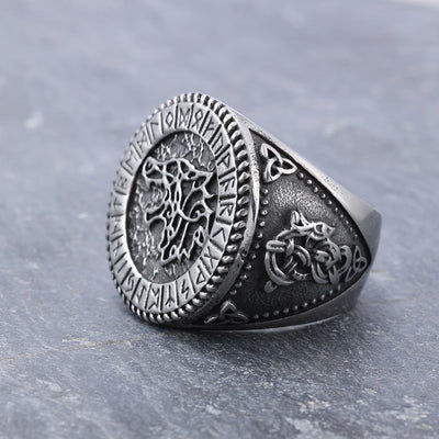 Retro wolf men's rings