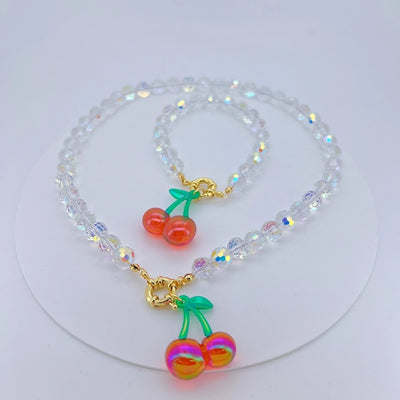 Cherry Bracelets Necklace Set for women