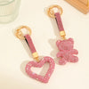 Cute Luxurious Bear Heart Shape Valentine'S Day Keychain