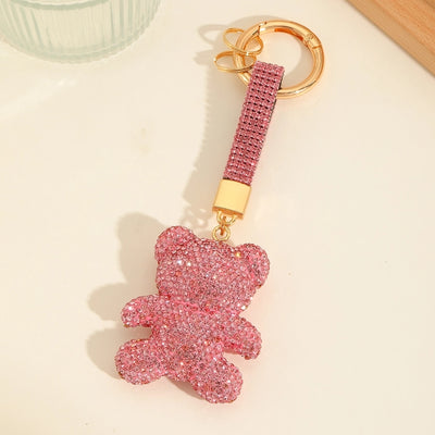 Cute Luxurious Bear Heart Shape Valentine'S Day Keychain