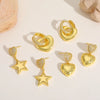 French Style Pentagram Heart Shape Drop Earrings